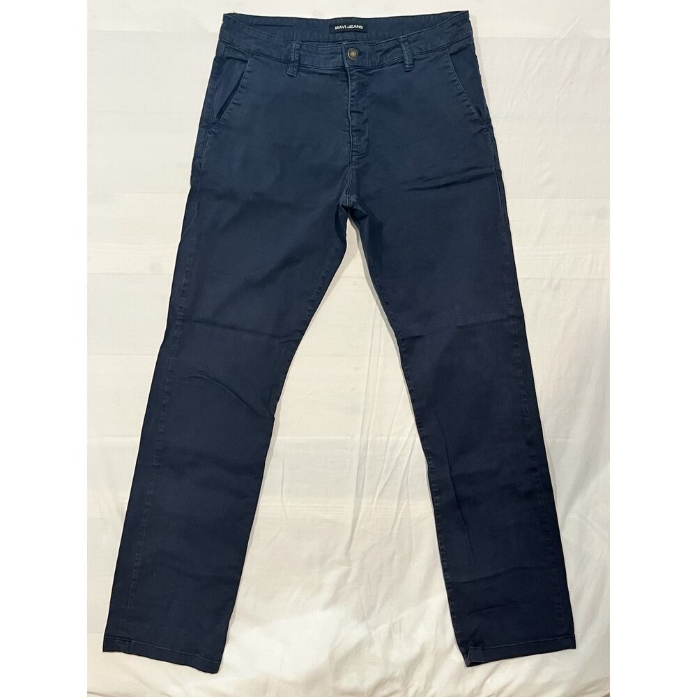 Mavi Jeans Chino Pants Mens 32x32 Navy Blue Slim Casual Stretch Flat Front